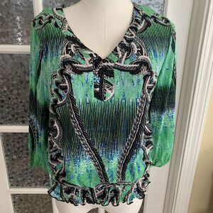 Style & Co Top Petite M PM Stretchy Bold Print